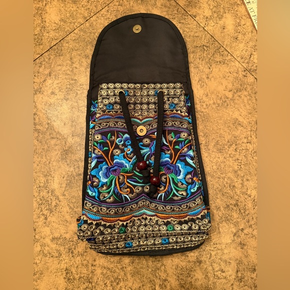 Floral Embroidered Back Pack Style Bag - Picture 2 of 6